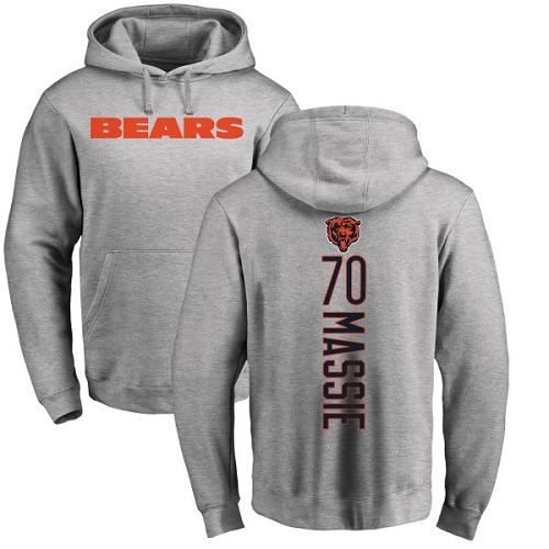 Chicago Bears Men Ash Bobby Massie Backer NFL Football #70 Pullover Hoodie Sweatshirts